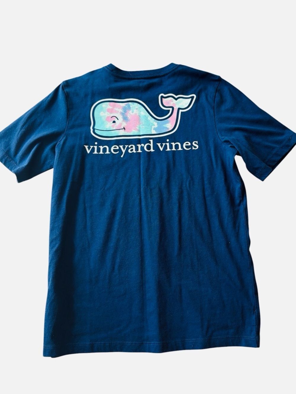 Vineyard Vines Tee Shirt NWT Navy Blue Tie Dye Whale Girls Medium 12-14
